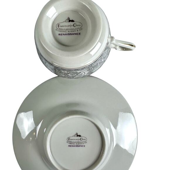 Franciscan Grey Renaissance Cup/Saucer Masterpiece & Gladding McBean-Set of 2 - Picture 12 of 12
